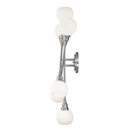 Z-Lite Tian 6 Light Wall Sconce, Brushed Nickel & Matte Opal 616-6S-BN